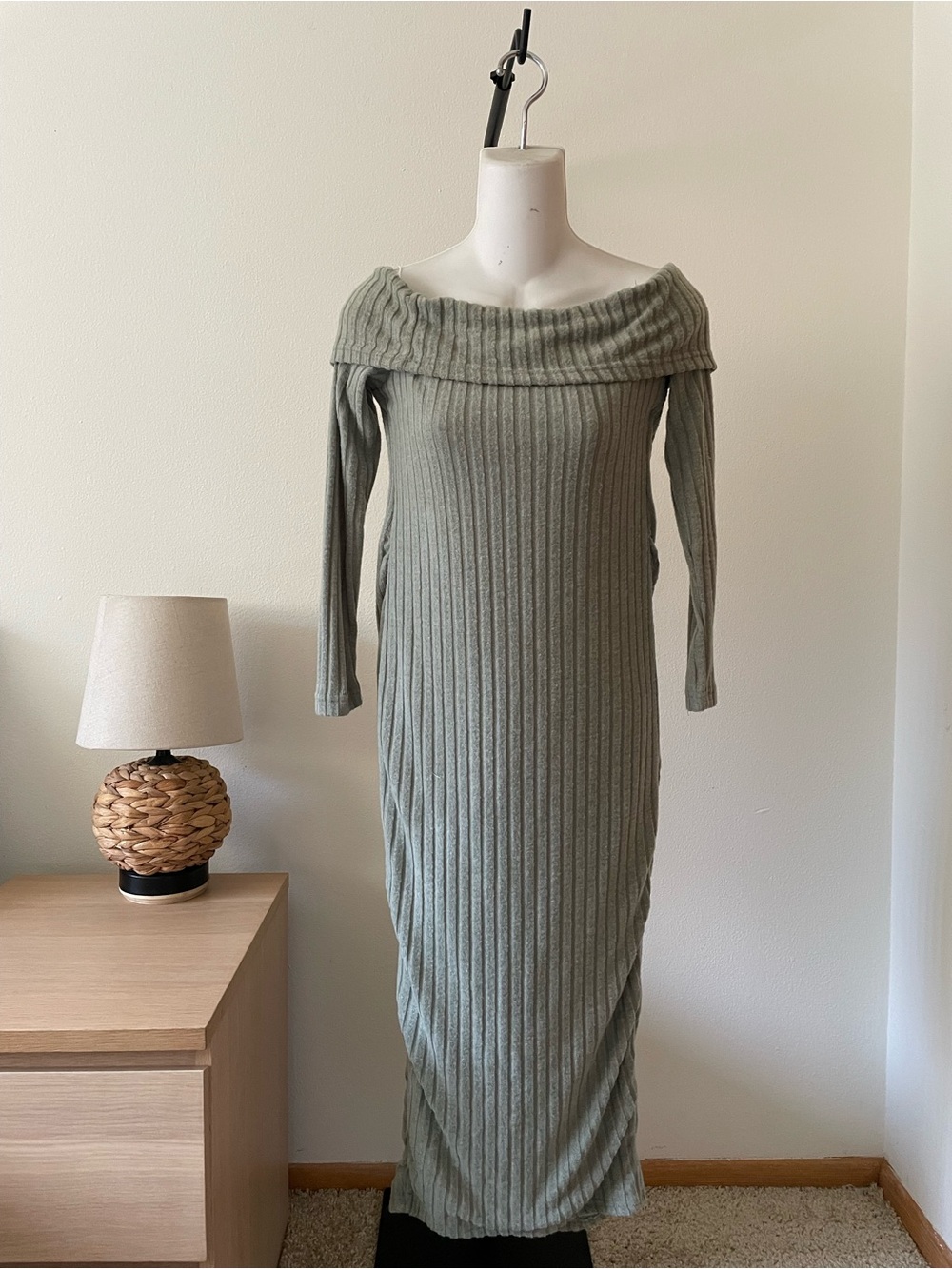 SHEIN Mint Green Knit Top with Ribbed Neckline